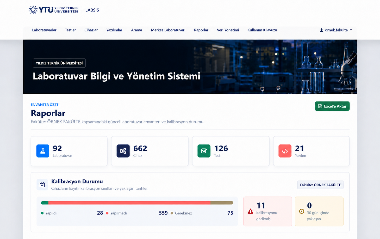 LABSİS envanter ve kalibrasyon raporu