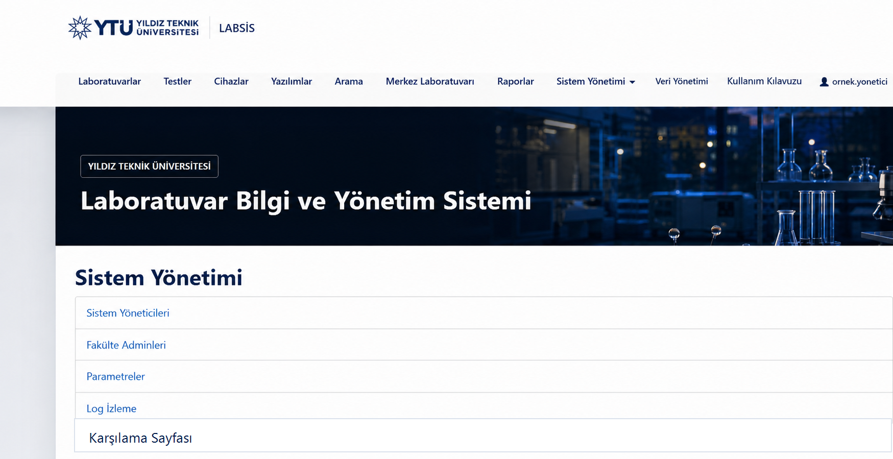 LABSİS sistem yönetimi konsolu
