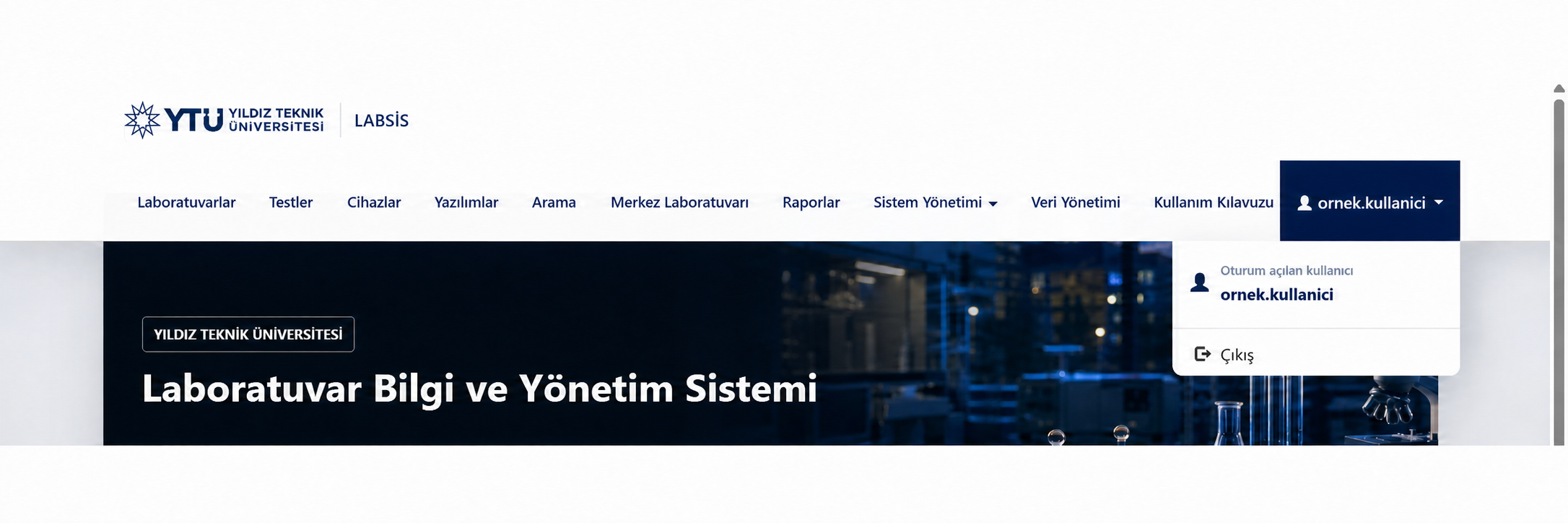 Oturum açılan kullanıcıyı gösteren hesap menüsü